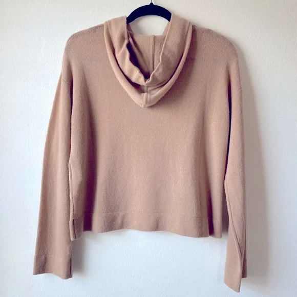 NAADAM CASHMERE DRAWSTRING HOODIE COZY NEUTRAL LOUNGE MINIMALIST Camel Tan M - Picture 2 of 5